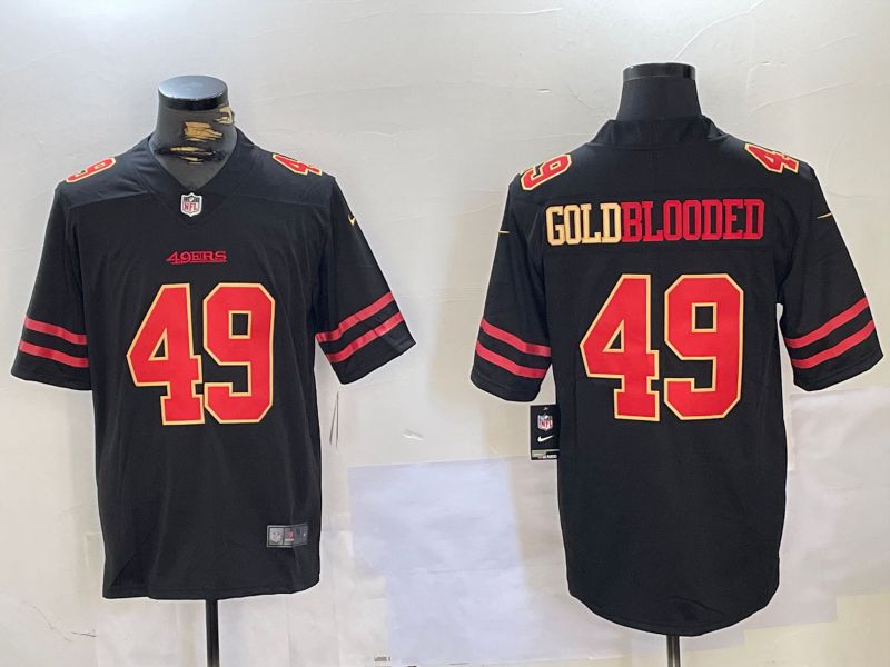 Men San Francisco 49ers #49 Goldblooded Black gold 2024 Nike Vapor Limited NFL Jersey style 4->san francisco 49ers->NFL Jersey